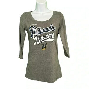 Women's Medium Milwaukee Brewers MLB Gray Baseball Shirt